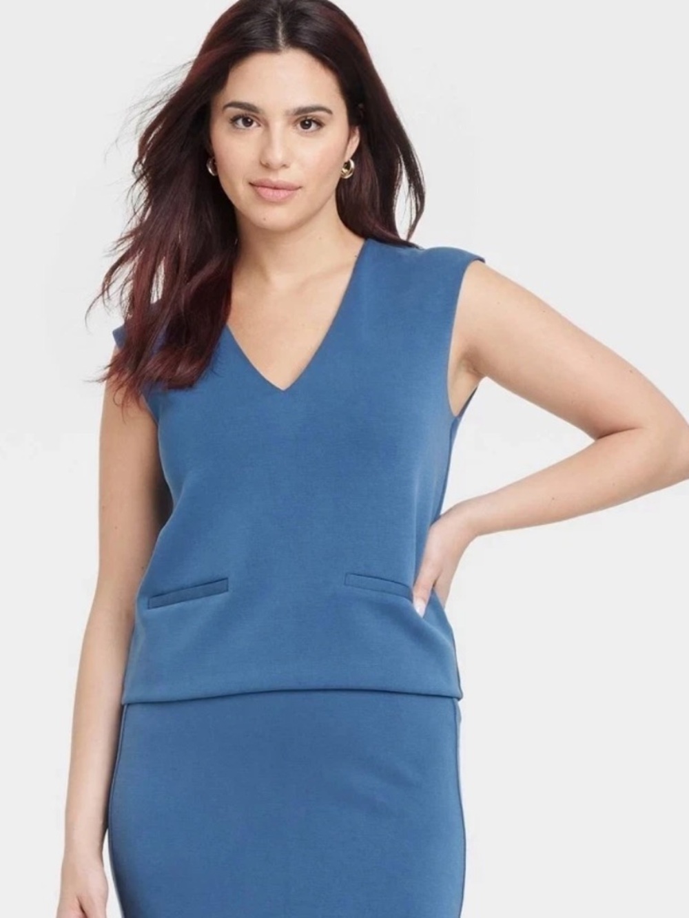 a new day Blue V-Neck Sleeveless Top